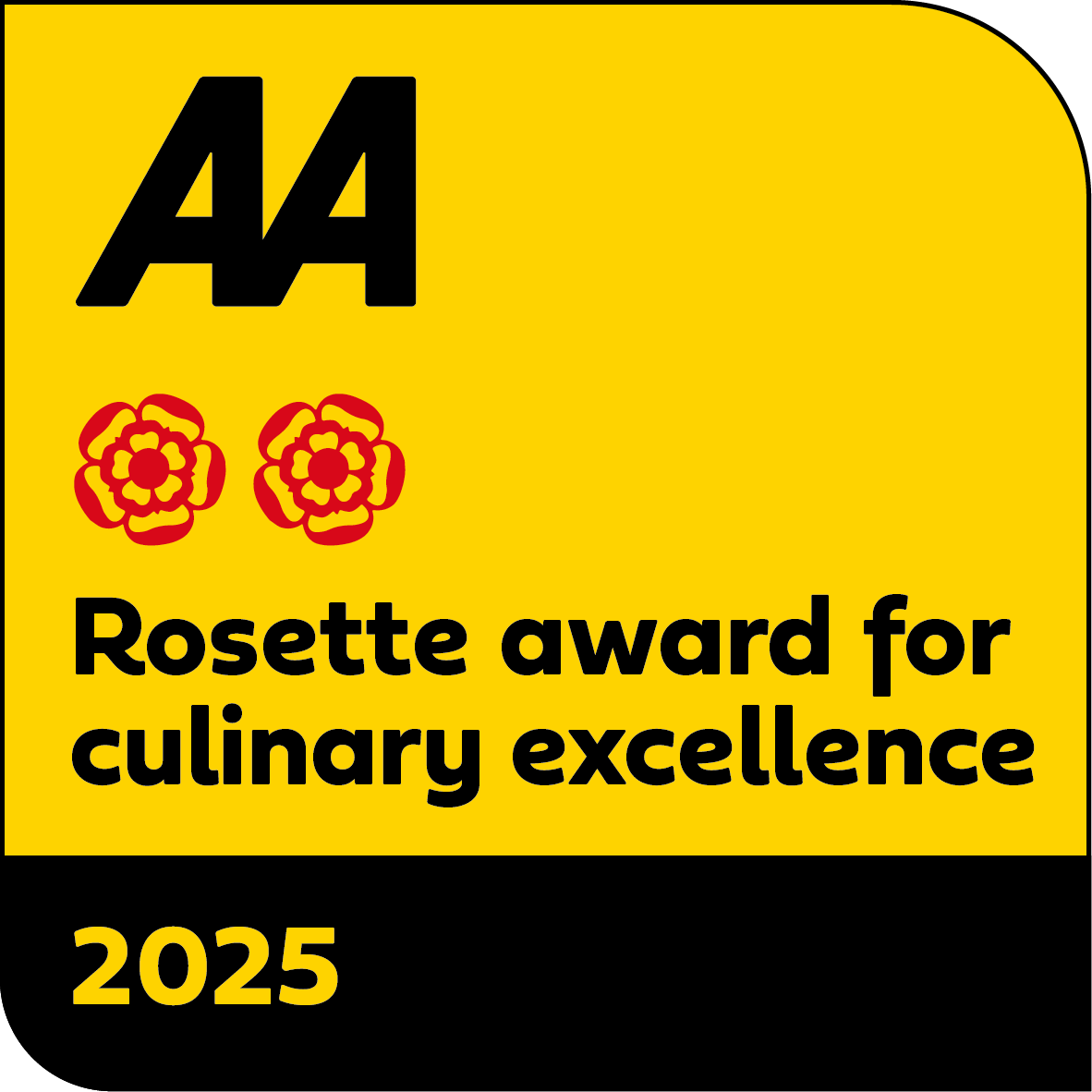 AA 2 Rosette award for culinary excellence 2025