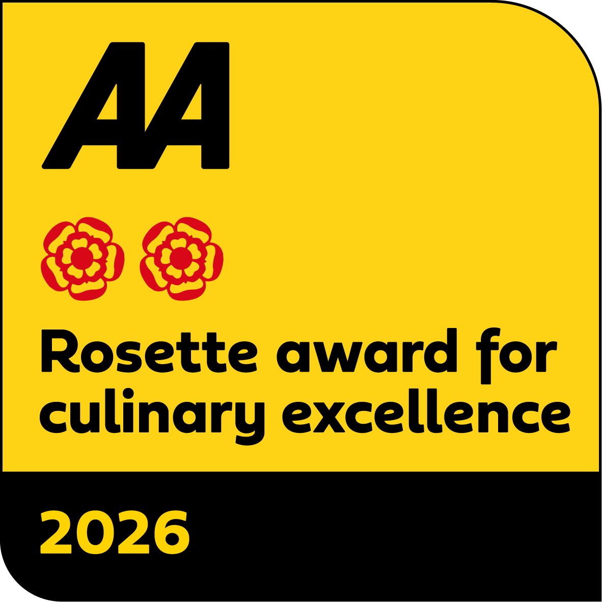 AA 2 Rosette award for culinary excellence 2026