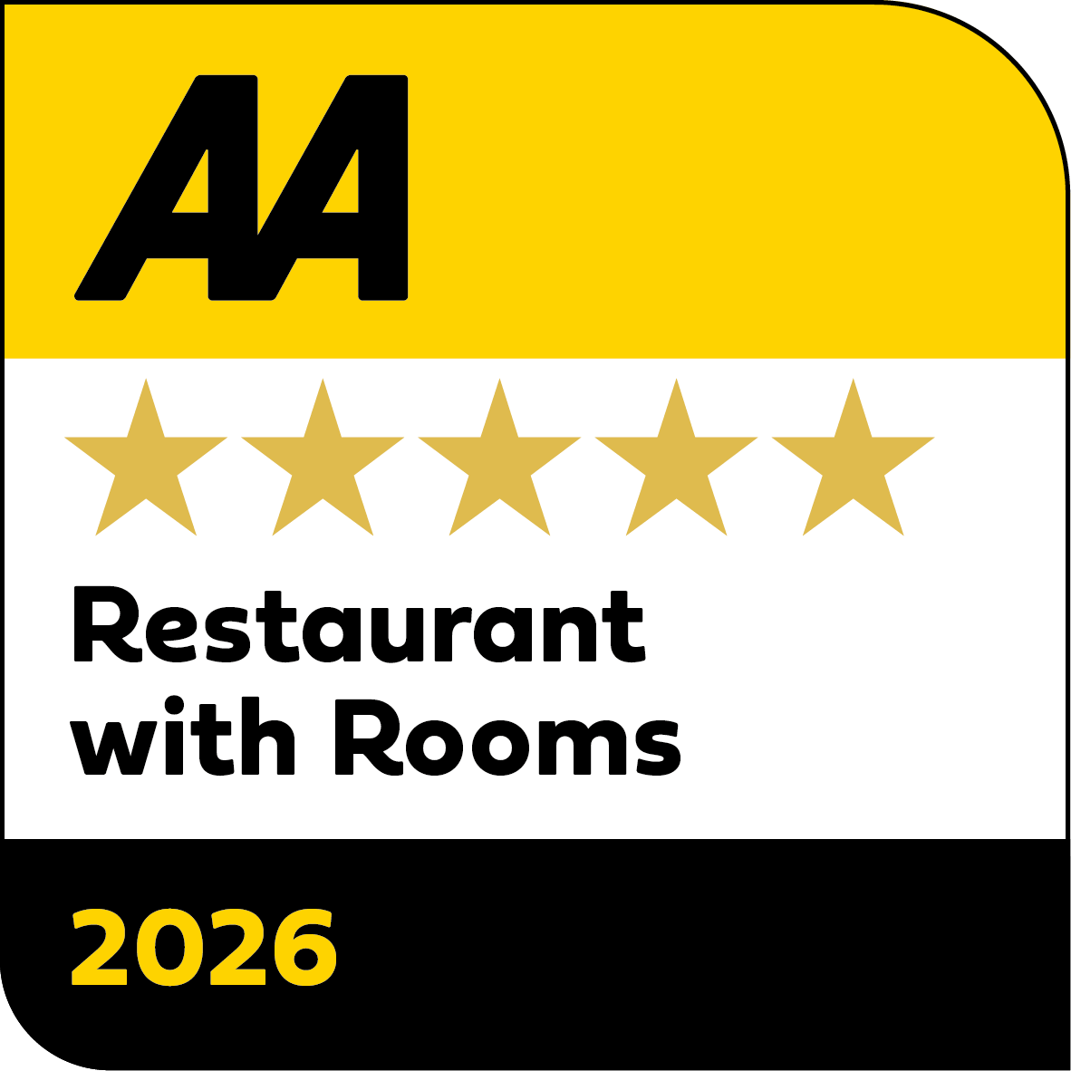 AA Restaurant with Rooms 5 Star award 2026