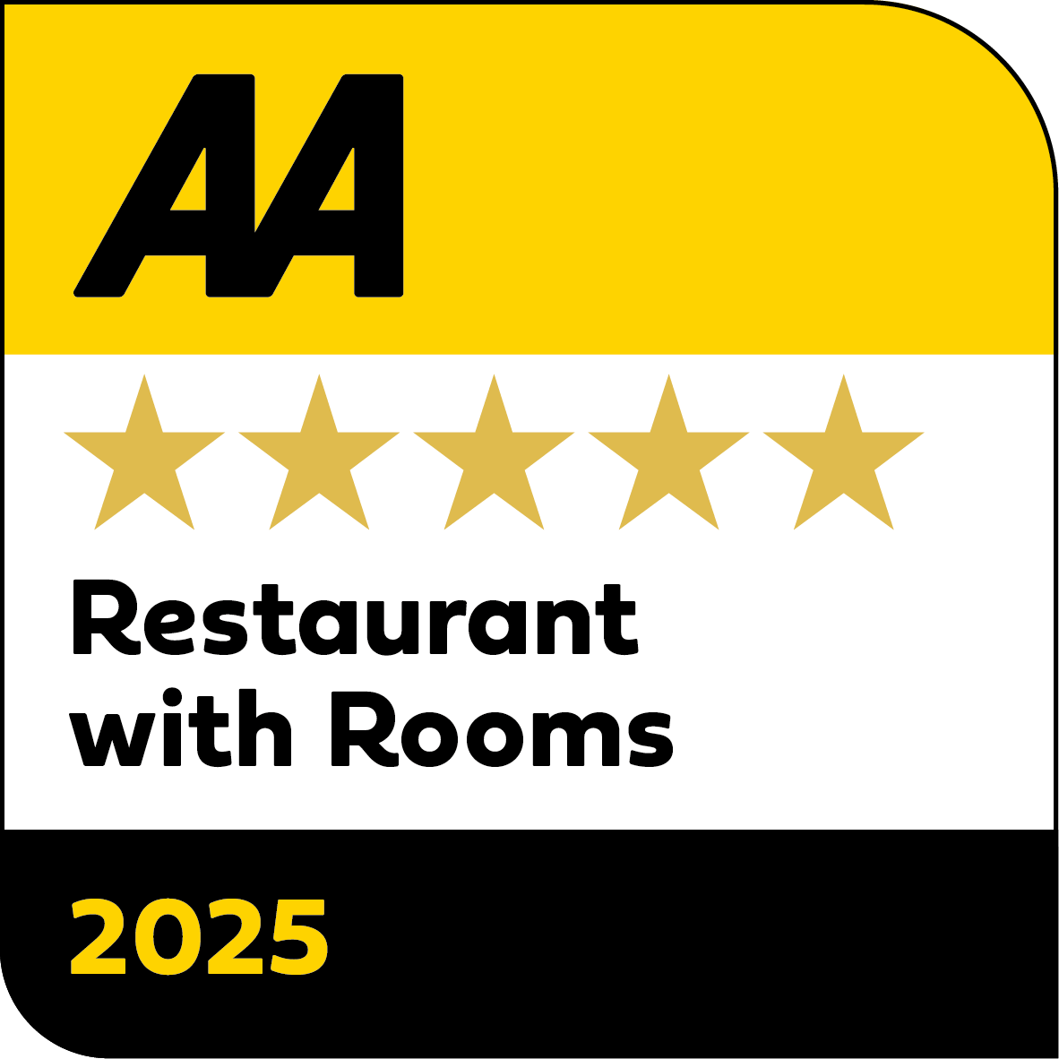 AA Restaurant with Rooms 5 Star award 2025